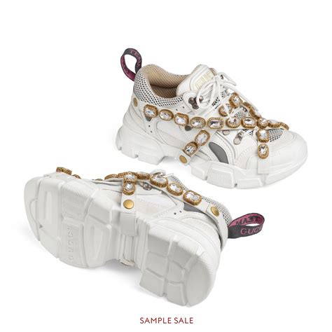 gucci sneakers with crystals|gucci flashtrek with crystals white.